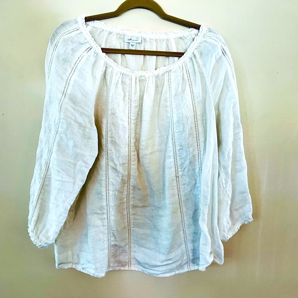 J. Jill Love Linen Peasant Blouse with elastic neck